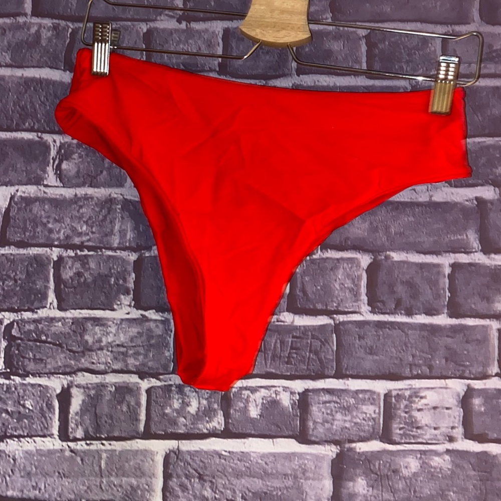 SHEIN brand red bathing suit bottom high waisted size medium.